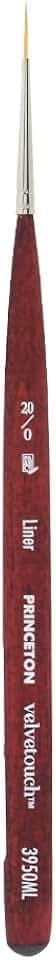 Princeton Velvetouch Mini Liner Brush, Synthetic, Short Handle, Size 20/0 inch, 1 Count