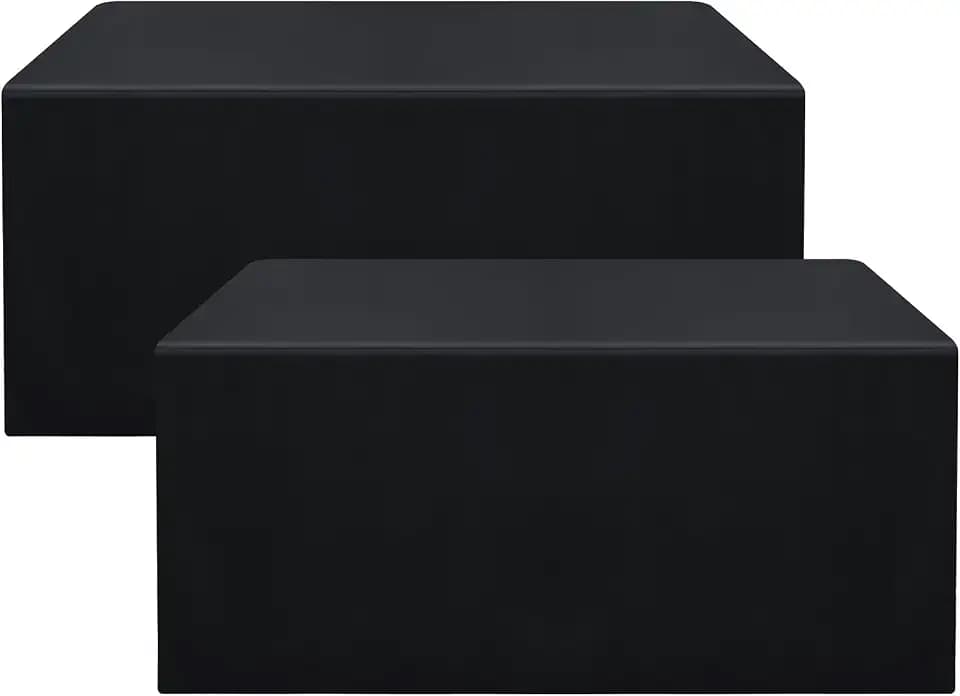 Smiry 2 Packs Fitted Black Tablecloths, 6 Foot Rectangle Polyester Fabric Table Cloths, Washable Table Cover for Trade Show, Craft Show, Parties, Birthday, Wedding, 72 x 30 Inch