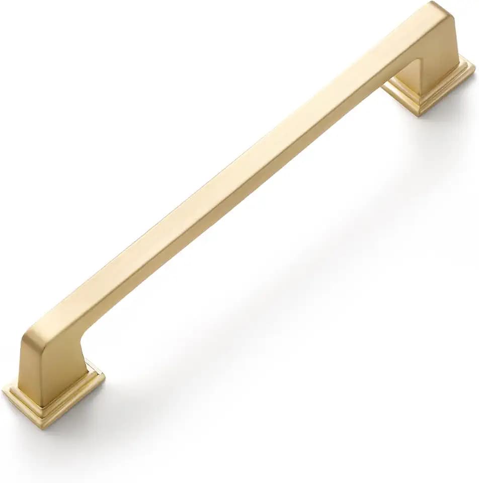 5 Pack Brushed Gold Cabinet Pulls Square 5"(128mm) Hole Center Cabinet Handles Drawer Pulls Cupboard Kitchen Hardware