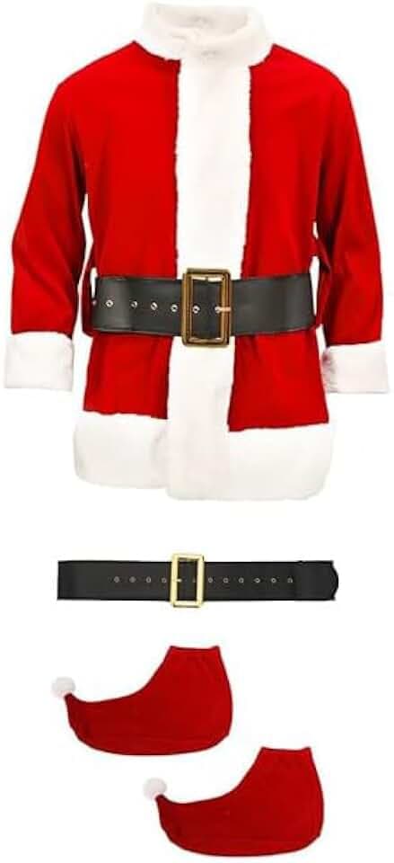 nezababy Weihnachtskostüm Grüner Onesie Weihnachtskostüm für Erwachsene Monstermaske Weihnachtsmannkostüm Cosplay Männer Weihnachtsgeschenke (5PCS Weihnachtsmann Kostüm, Groß)