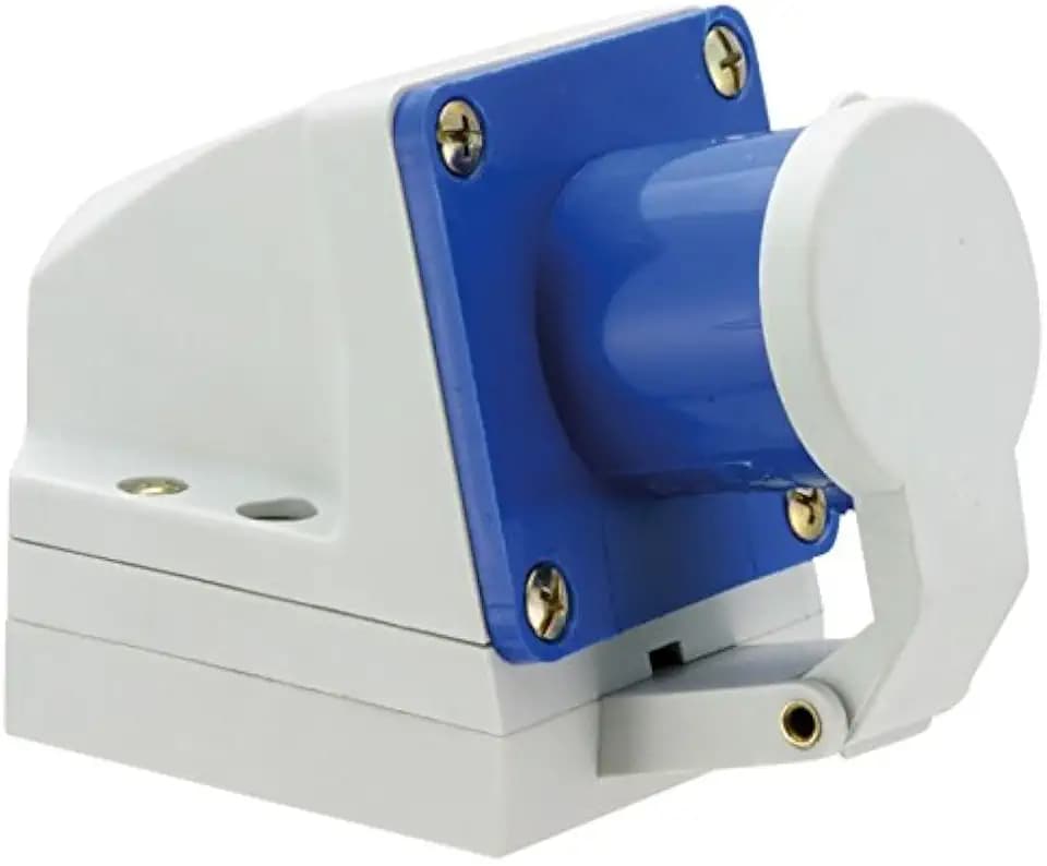 Wandgeräte-Stecker mit Klappdeckel Blau