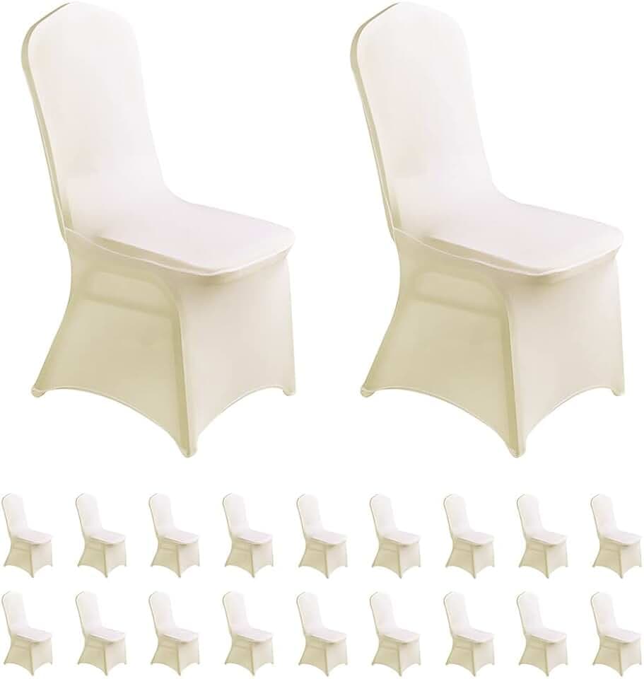 LZY Spandex Chair Cover Stretch Slipcovers for Wedding Party, Dining Banquet Chair Decoration Covers (Ivory, 20)