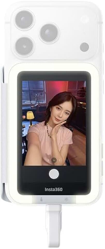 Insta360 Snap with Light – Magnetic Selfie Screen with Built-In Fill Light, Real-Time Shot Preview, Touchscreen Camera Control