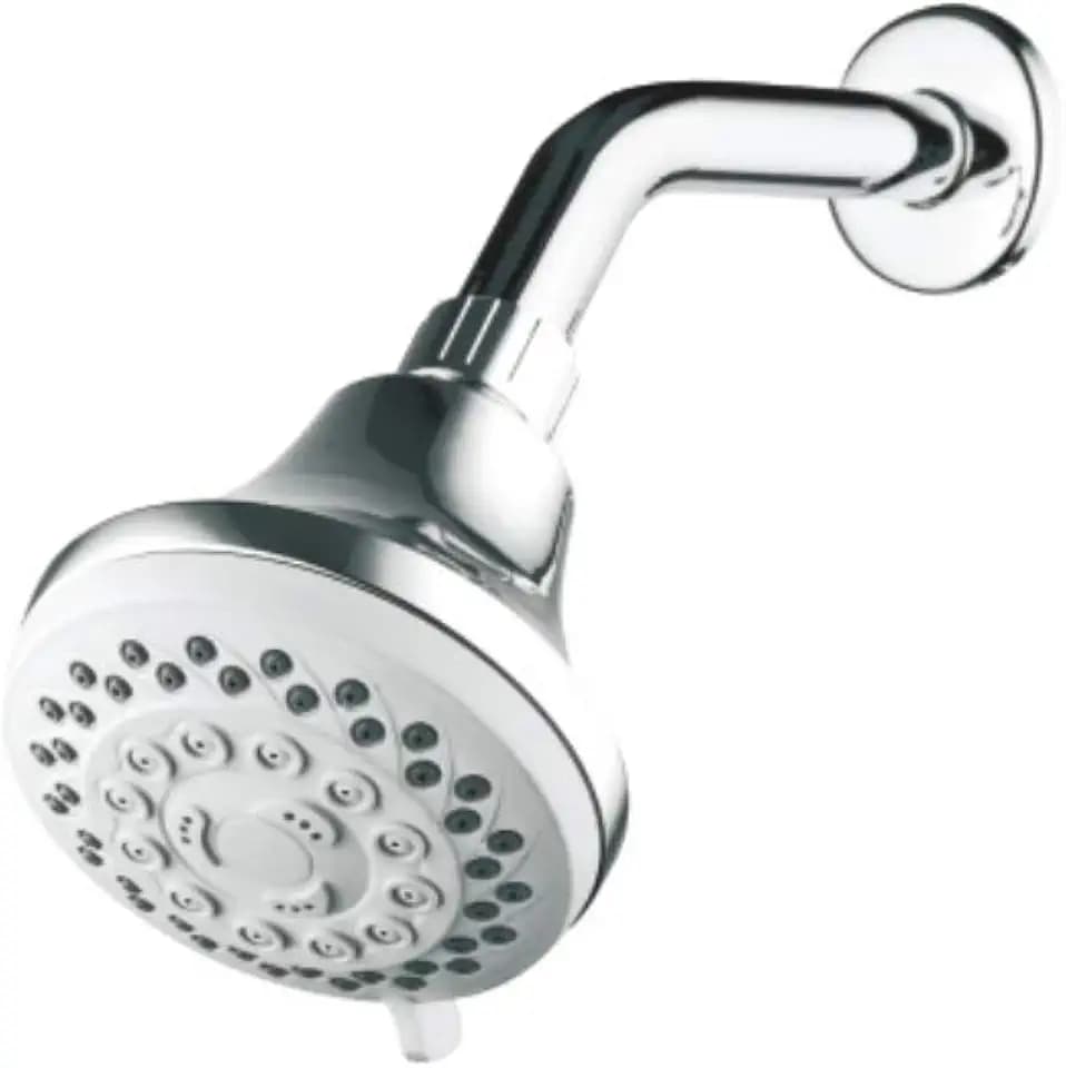 Ibergrif Gartendusche Außenduschkopf mit Arm, feststehend, 5 Strahlarten, Chrom, G1/2