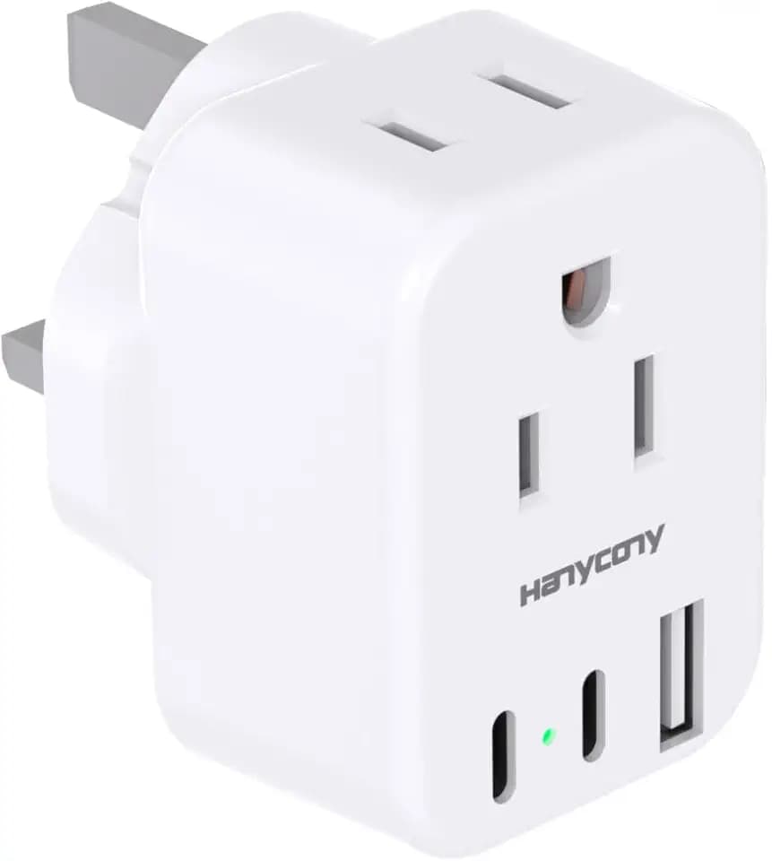 HANYCONY US to UK Ireland Travel Plug Adapter, Type G Adapter for Travel