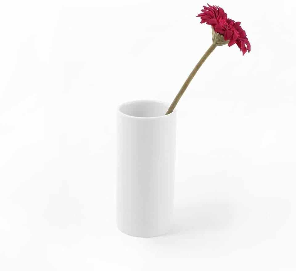Holst Porzellan RV 015 Porzellanvase Röhre, weiß, 7 x 7 x 15 cm, 2 Stück