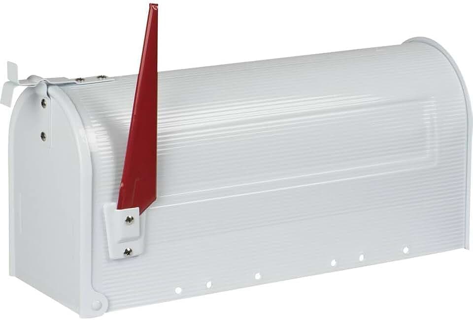 Burg Wächter 91 W U.S. Mailbox mit schwenkbarer Fahne, Stahlblech, Weiß