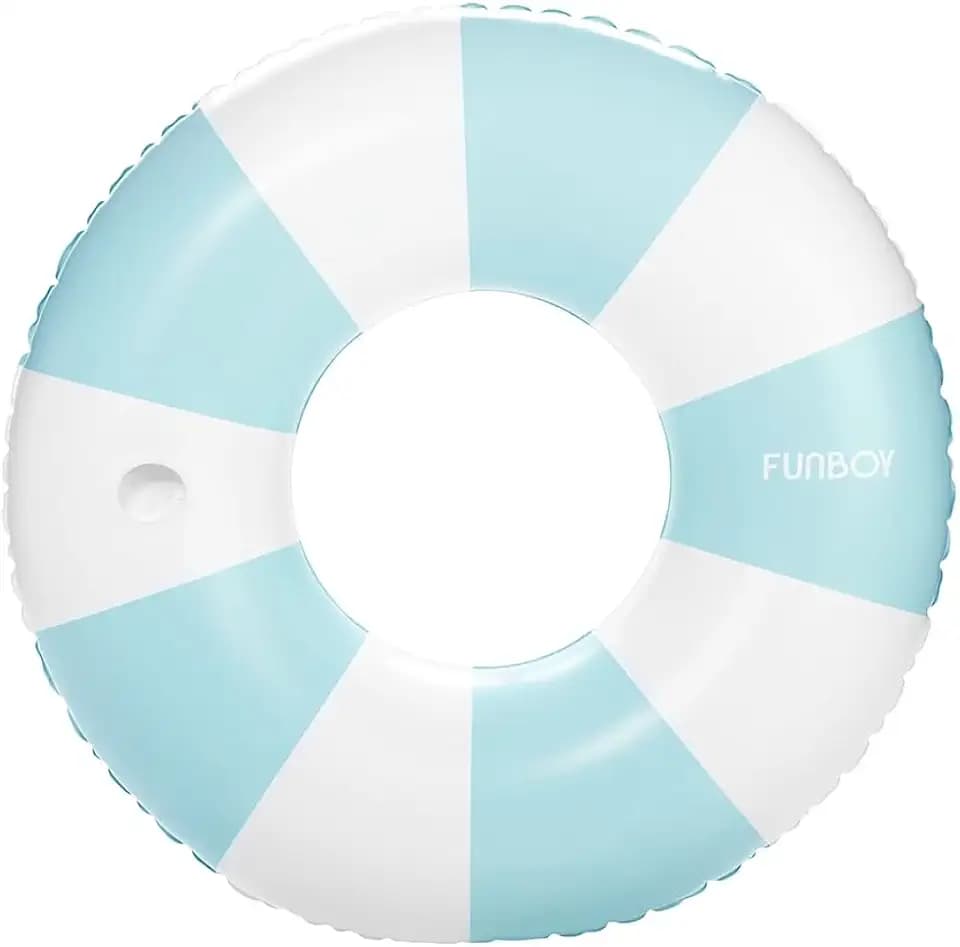 FUNBOY Giant 46" Vintage Blue Stripe Pool Tube Float with Cup Holder