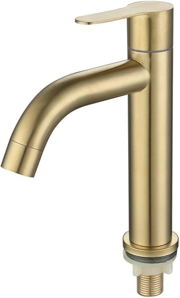 Waschbeckenarmatur, gebürsteter Edelstahl, goldfarben, 23-28 mm, Befestigungslöcher für Waschbecken (S)