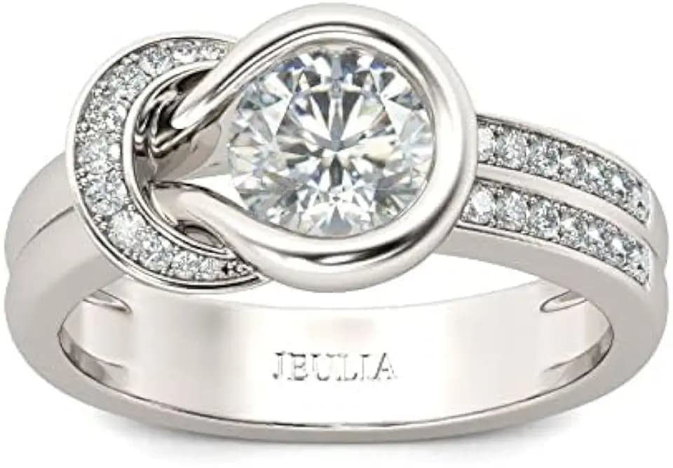 Jeulia Engagement Rings Sterling Silver Knot Round Cut Infinity Statement Promise Wedding Band unique halo crystal Anniversary Bridal Classic birthstones Ring Set With Gift Jewelry Box