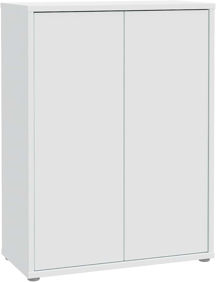 Forte Alice Springs Schuhschrank 70 80, Flurschrank mit 2 Türen und 4 Einlegeböden, Holzwerkstoff, Secret Grey, 74,5 cm breit x 99,1 cm hoch x 34,9 cm tief