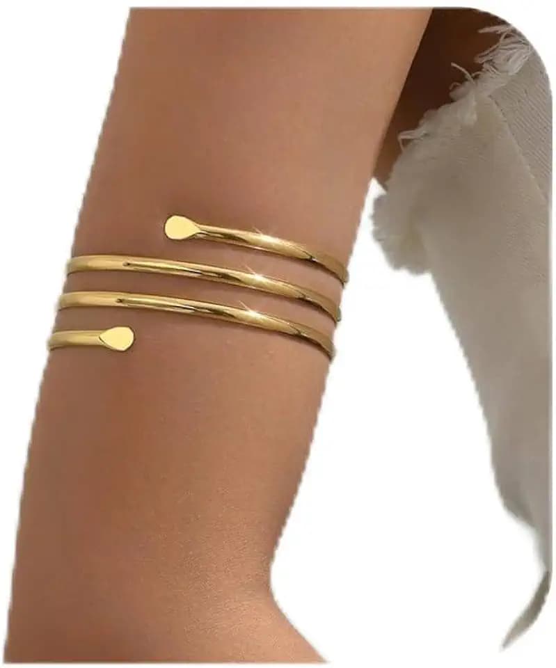 Gold & Silver Arm Cuffs - Women's Dainty Adjustable Bangle Fashion Jewelry