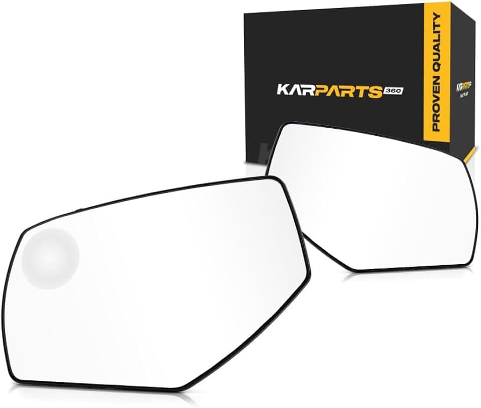 KarParts360 for Chevy Silverado 1500 2014-2019 Mirror Glass Driver & Passenger Side Pair Heated Non-Towing, w/Blind Spot Glass, w/Backing Plate, All Cab Types, Flat Glass Type GM1324145, GM1325145