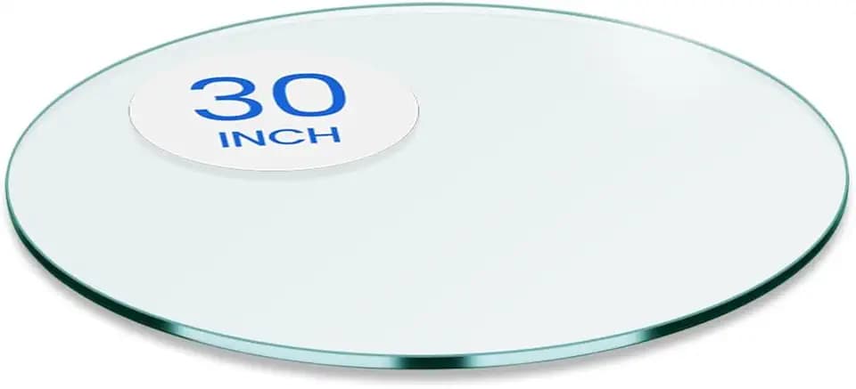Dulles Glass 30" Round Glass Table Top, 1/4" Thick Clear Tempered Replacement Glass, Flat Polished Edge for Coffee, Dining, Patio Tables & Furniture Protection