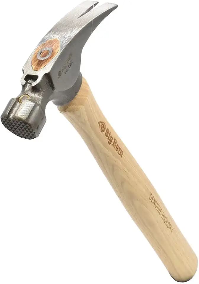 Big Horn 15127 16 Oz California Claw Hammer – Milled Face, Magnetic Nail Starter, Forged Steel Head, Straight Hickory Handle for Construction, Carpentry & Framing Work