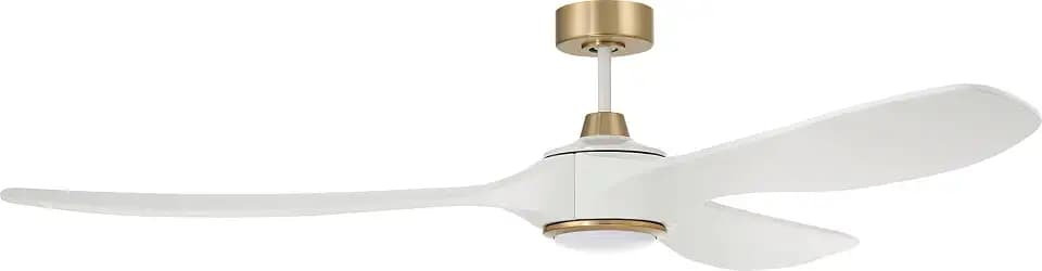 Craftmade EVY72WSB3 Envy 72" Damp-Rated Ceiling Fan with LED Lights and Remote, White/Satin Brass