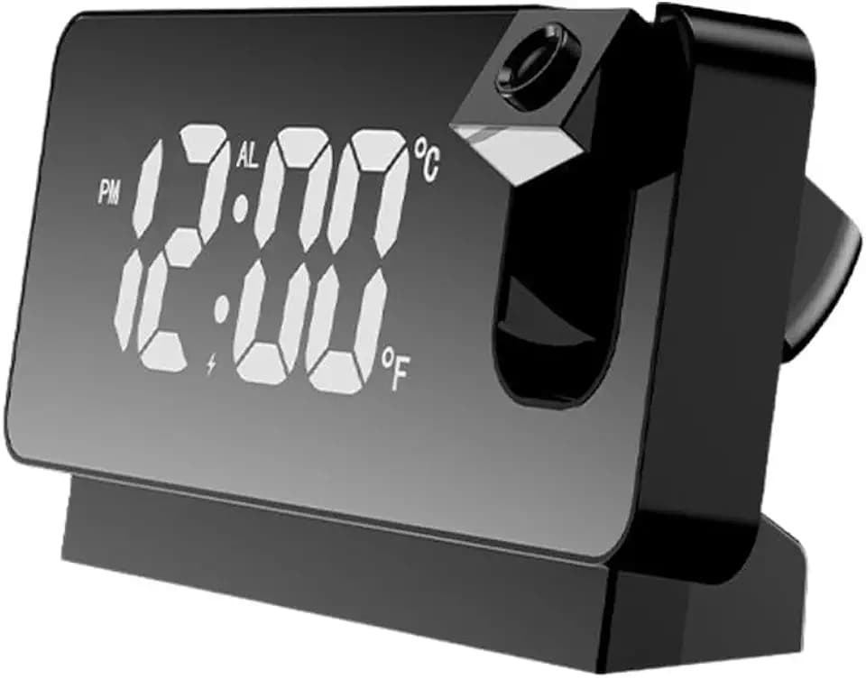 DASIAUTOEM Projektionswecker, Digitaler Wecker mit 180° drehbarem Projektor LED Spiegel-Wecker mit Große Display Wecker Digital mit Temperatur Anzeige für Schlafzimmer, Decke, Wand, Kinder