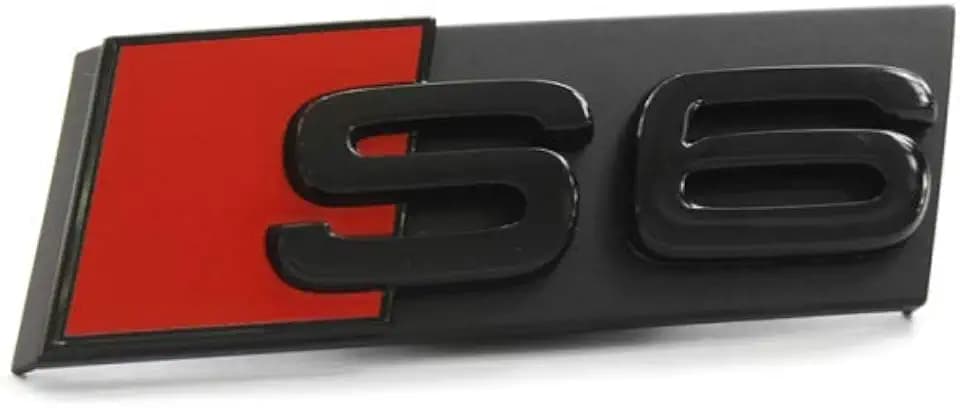 Audi 4K0071805 Schriftzug S6 schwarz/rot Clip Tuning Exclusive Kühlergrill Black Edition Emblem