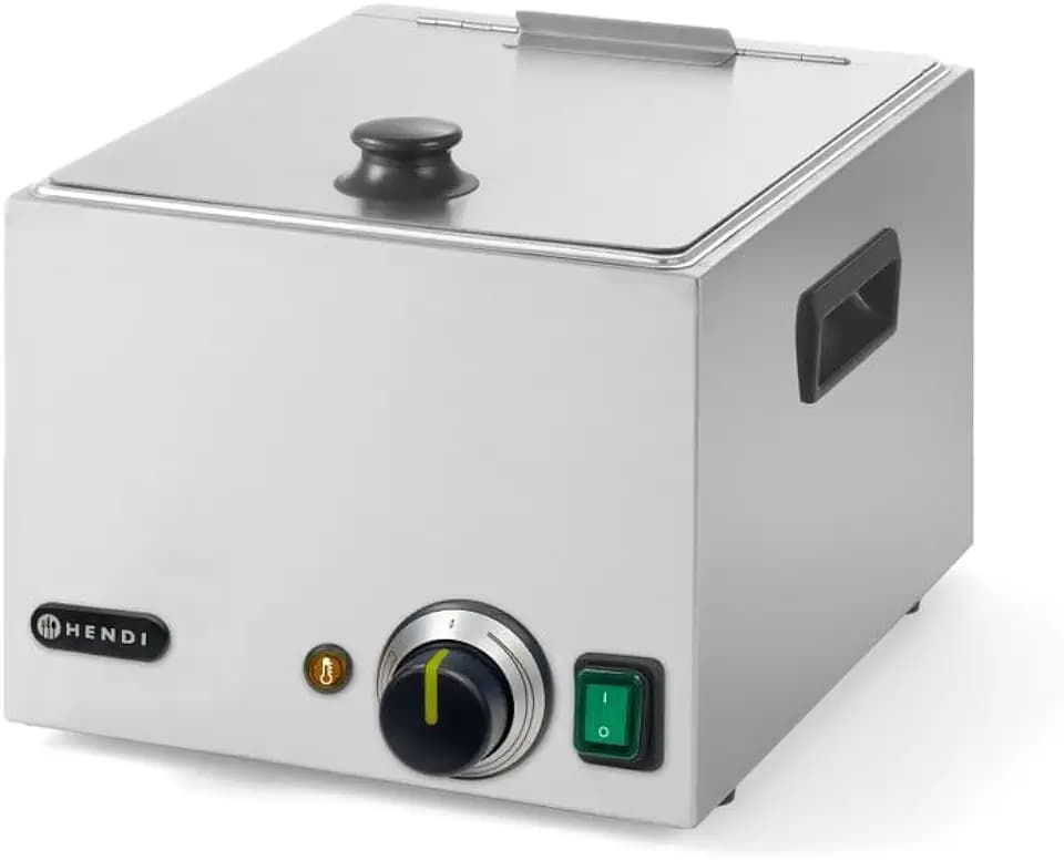 HENDI Würstchenwärmer, Temperaturbereich bis 85 °C, hitzebeständige Griffe, Wurstwärmer, Bockwurstwärmer, Hot Dog Maker, Wurstkocher, 9,3L, 230V/1000W, 386x287x(H)258mm, Edelstahl