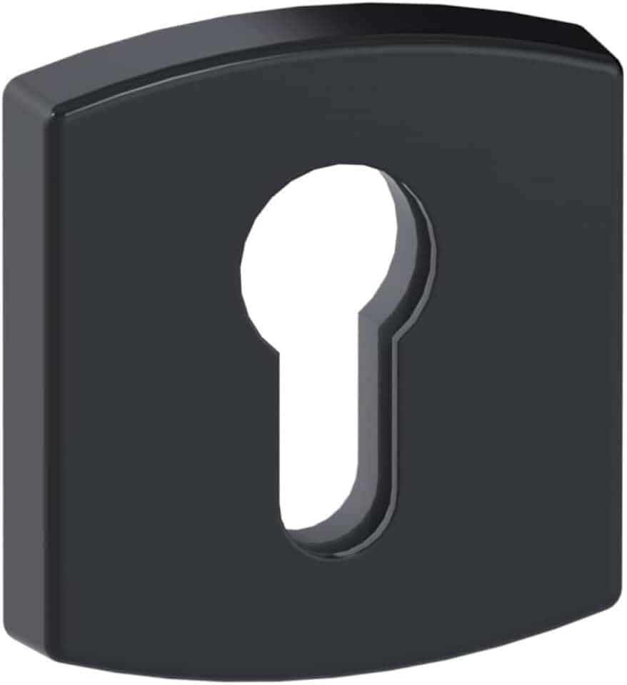 Vachette Rosetten-Set, Version Schlüssel I MUZE für Eingangstür mit Zylinder, Durchmesser 52 mm und unsichtbare Befestigung, Material Zamak, korrosionsbeständig, mattes Onyx-Finish, Schwarz