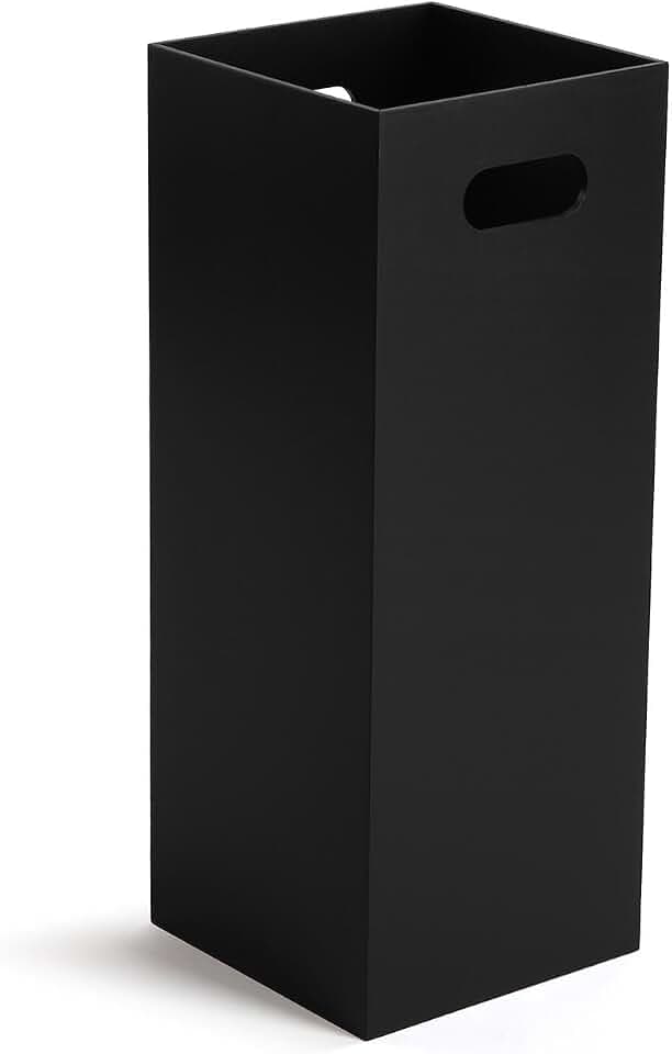 Versa Basic Schwarzer Schirmständer, Minimalistischer Stil, 53x21x21 cm, MDF-Holz, Schwarz