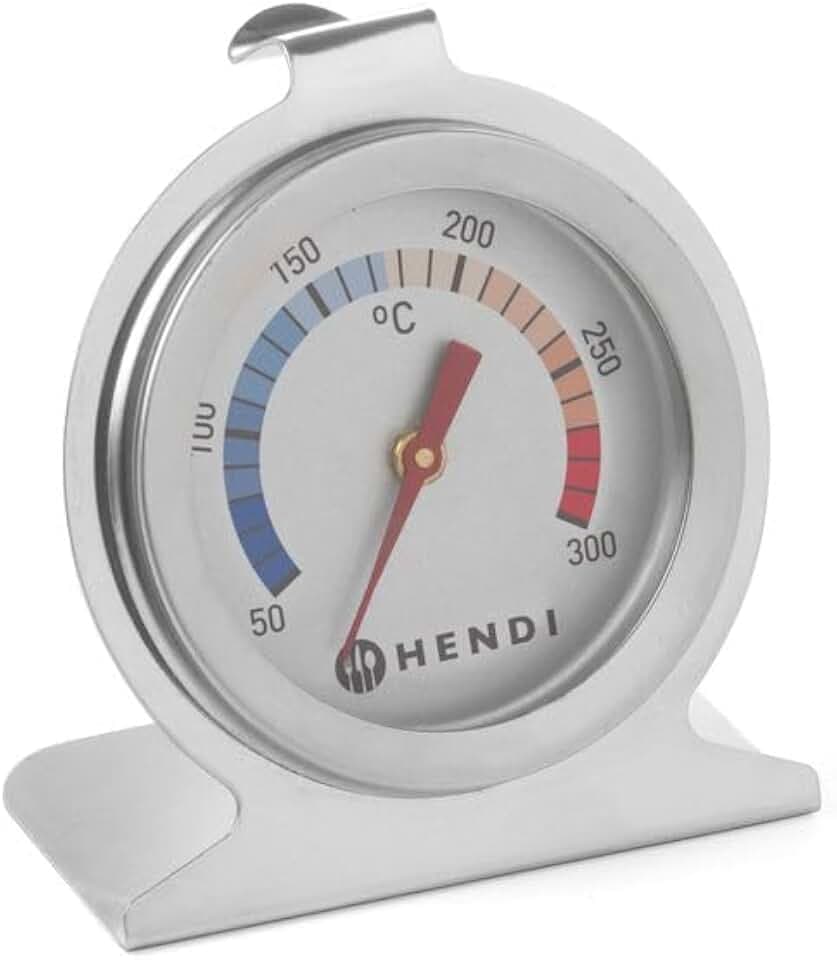 HENDI Ofenthermometer, Bratenthermometer, Fleischthermometer, thermometer, Messbreich 50°C bis 300°C, Graduierung 10°C, ø60x(H)70mm, Edelstahl