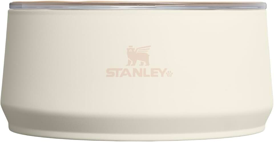 STANLEY Pet Bowl | 6-Cup (48 oz) Insulated Stainless Steel Dog & Cat Bowl | Splash-Resistant Lid | Dishwasher Safe | BPA-Free | Cream