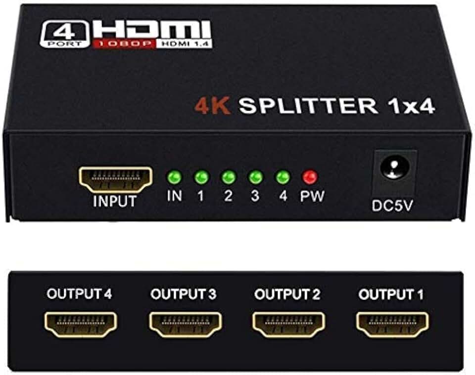 HDMI Splitter 4K, Neefeaer HDMI Splitter 1 in 4 Out, unterstützt HDCP Ver 1.4, unterstützt 4K @ 30Hz 2K 1080P 3D für Xbox PS4 Fire Stick Roku HDTV Blu-Ray Player