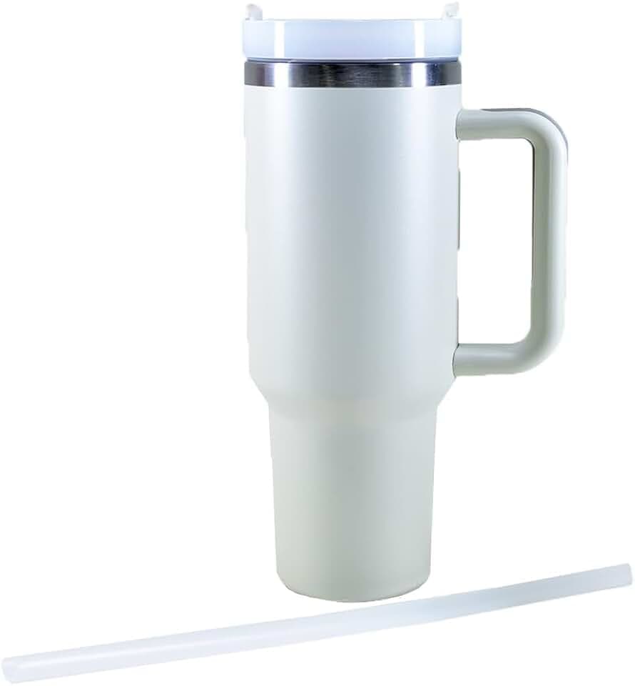 Kögler Thermobecher mit Strohhalm & Henkel, 1200 ml, Eierschale
