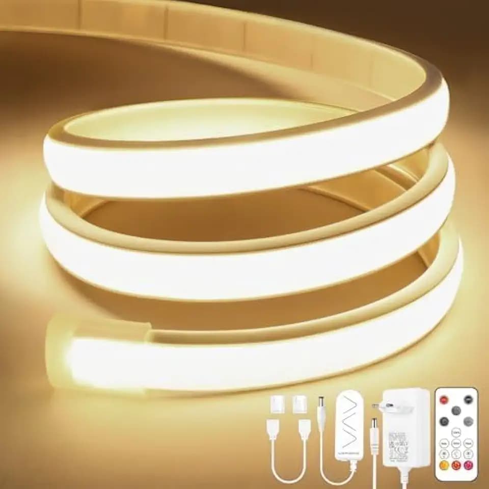 Lamomo COB LED Streifen, Naturweiß Dimmbar Neon Strip mit Fernbedienung, 6m