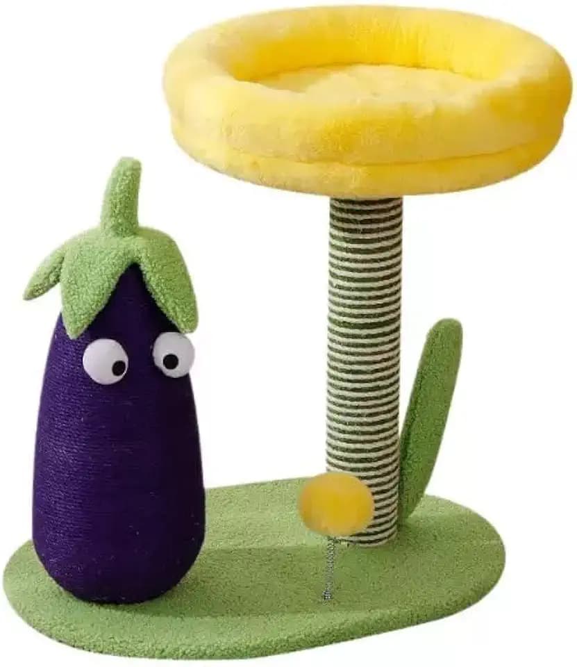 PW CO Designer Eggplant Cat Lounge – Sculptural Aesthetic Furniture – Premium High-Density Scratcher & Ergonomic Pet Bed for Modern Interiors