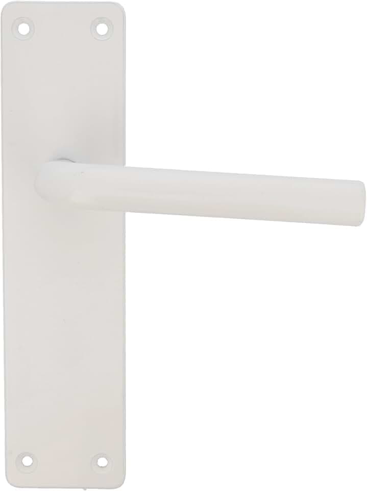 Amig - Griff-Set aus Aluminium in Weiß mit quadratischer Platte und gebogenem Griff für Durchgangs- und Innen- und Außentüren - 222 x 55 mm | Griff mit dekorativer und moderner Kurbel