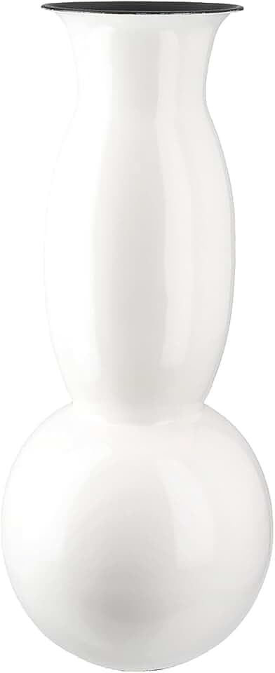 GILDE Vase Neo aus Eisen - glänzend - weiß - Höhe 42cm x Ø 17cm - Tischvase