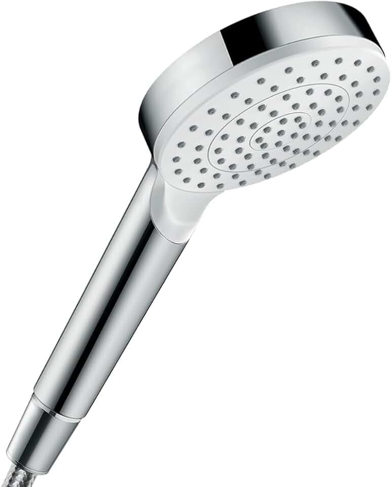hansgrohe wassersparender Duschkopf Crometta, Sparduschkopf, Duschbrause, Weiß/Chrom