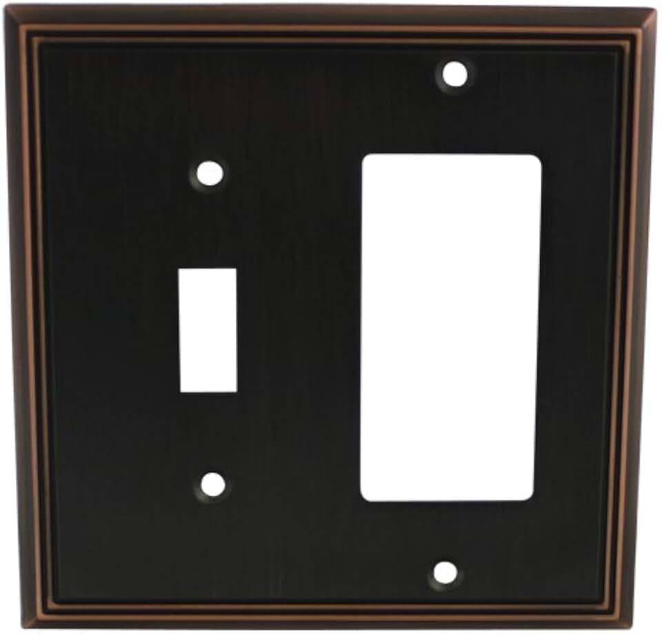 Cosmas 65027-ORB Oil Rubbed Bronze Single Toggle/GFI Decora Rocker Combo Wall Switch Plate Switchplate Cover