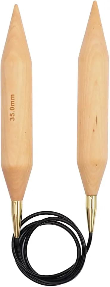 KnitPro Basix Rundstricknadel, Feste, Birkenholz, Mehrfarbig, 100 cm x 35,00 mm