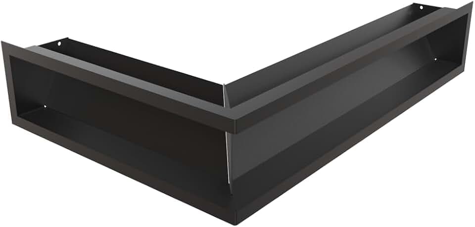 KRATKI Lüftungsgitter Luft 12 x 60 x 40 cm schwarz Eck rechts Kamingitter