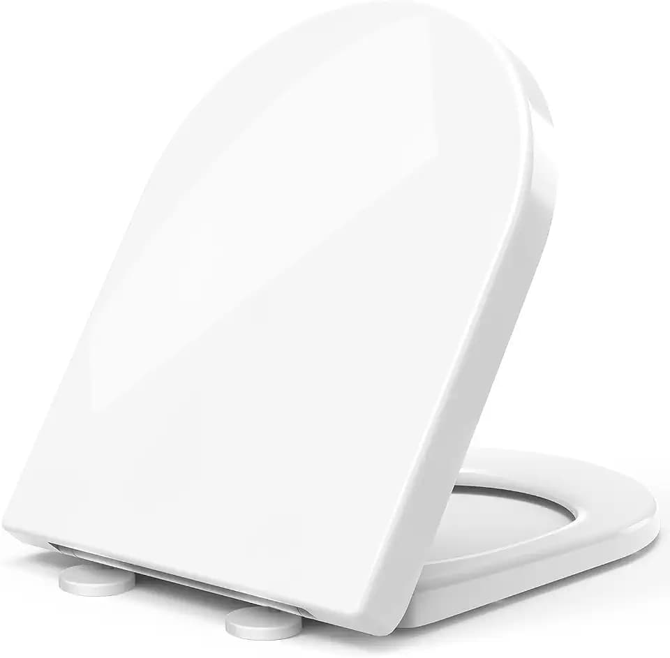 STOREMIC Toilettendeckel, WC Sitz mit Absenkautomatik, Klodeckel D-Form mit Quick Release Funktion für einfache Montage & Reinigung, Antibakteriell Klobrille aus Duroplast, Verstellbaren Scharnieren