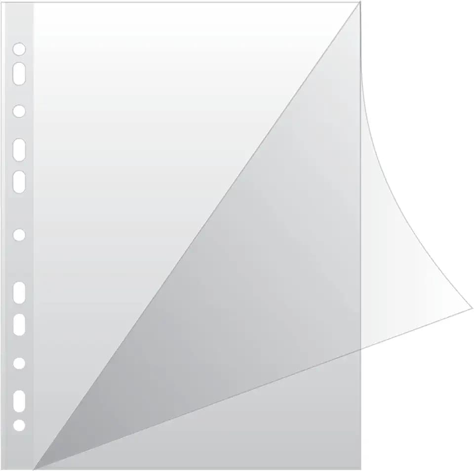 DONAU 1768950KG150-00 Prospekthüllen Typ top Oben und Links Offen Gelochte Klarsichthüllen für Dokumente Papiere Akten Ordner/ Öko PP 150 mikron/µm Din A4/ Glasklar Kristallin Transparent, 50 stk.