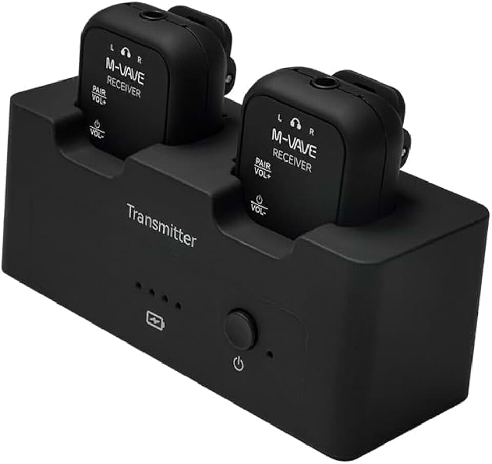 M-Vave WP-12 – Kabelloses In-Ear-Monitorsystem – 2,4 GHz, 24 Bit/48 kHz Audioübertragung, 30 m Reichweite, Lange Akkulaufzeit, mehrere Modi