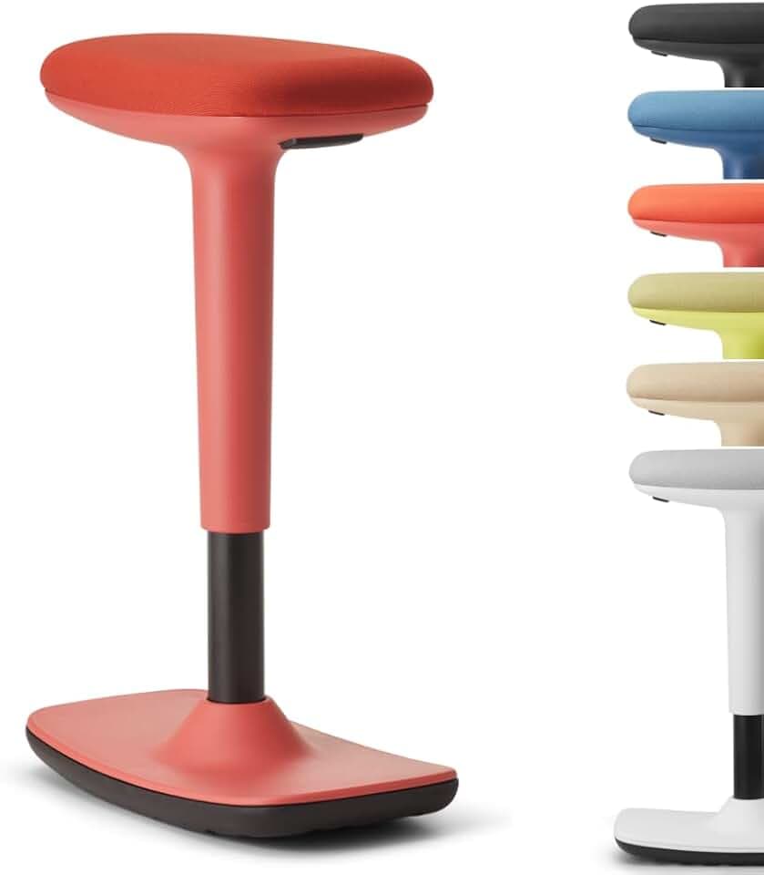 TREND OFFICE to-Swift, Stehsitz, Stehhilfe, Bürohocker, Sitzhocker mit Wippfunktion, rutschfest, ergonomisch und höhenverstellbar (50-75 cm) für gesundes und aktives Sitzen, by Dauphin (Korallenrot)