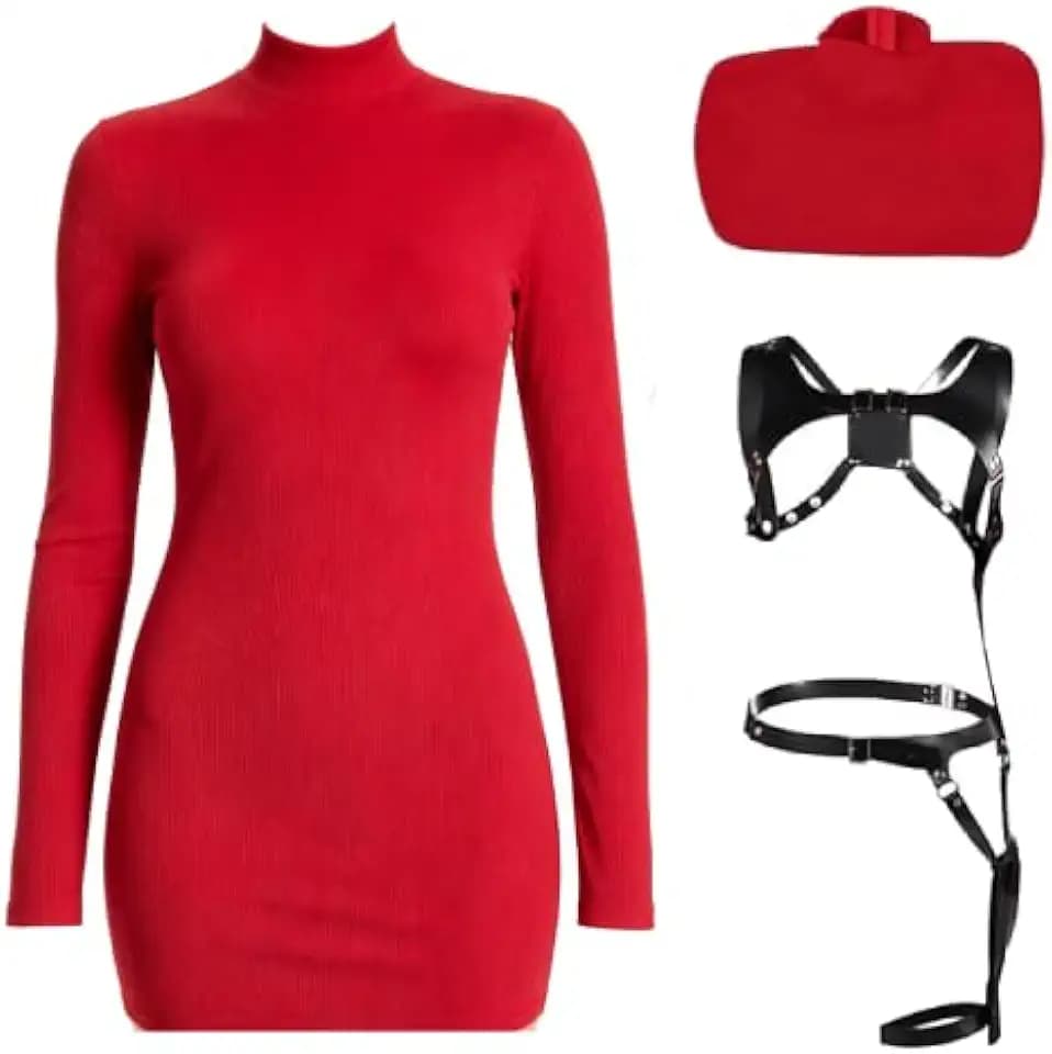 Women Cosplay Dress Outfit Agent Womens Game Costume Police officer Slim Fit Knitted Sweater