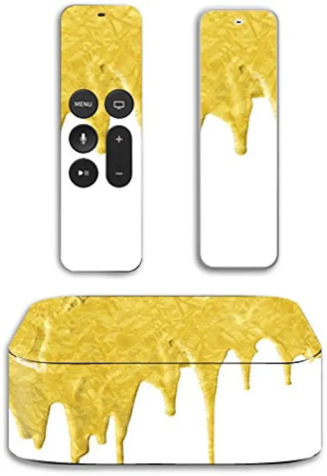 MightySkins Skin Compatible with Apple TV 4K & 4th Gen (2019-2015) wrap Cover Sticker Skins Gold Drip