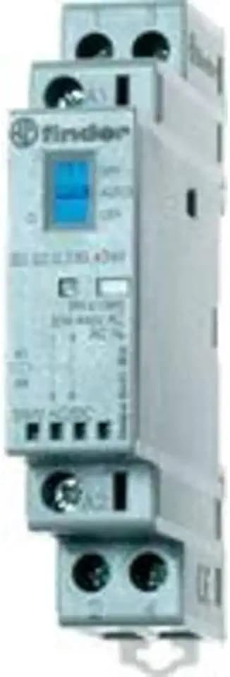 finder 223200244340PAS Installationsschütze, modular, 24 VAC/DC, 2 Schließer, Öffner, 25 A, Kontaktmaterial: AgSnO2, mechanische Anzeige, LED-Anzeige, mit Schalter Grau