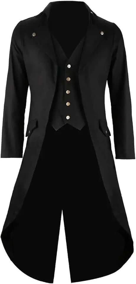 GOLDSTITCH Mens Black Vintage Tailcoat Jacket Fancy Cool Cosplay Costume Robe