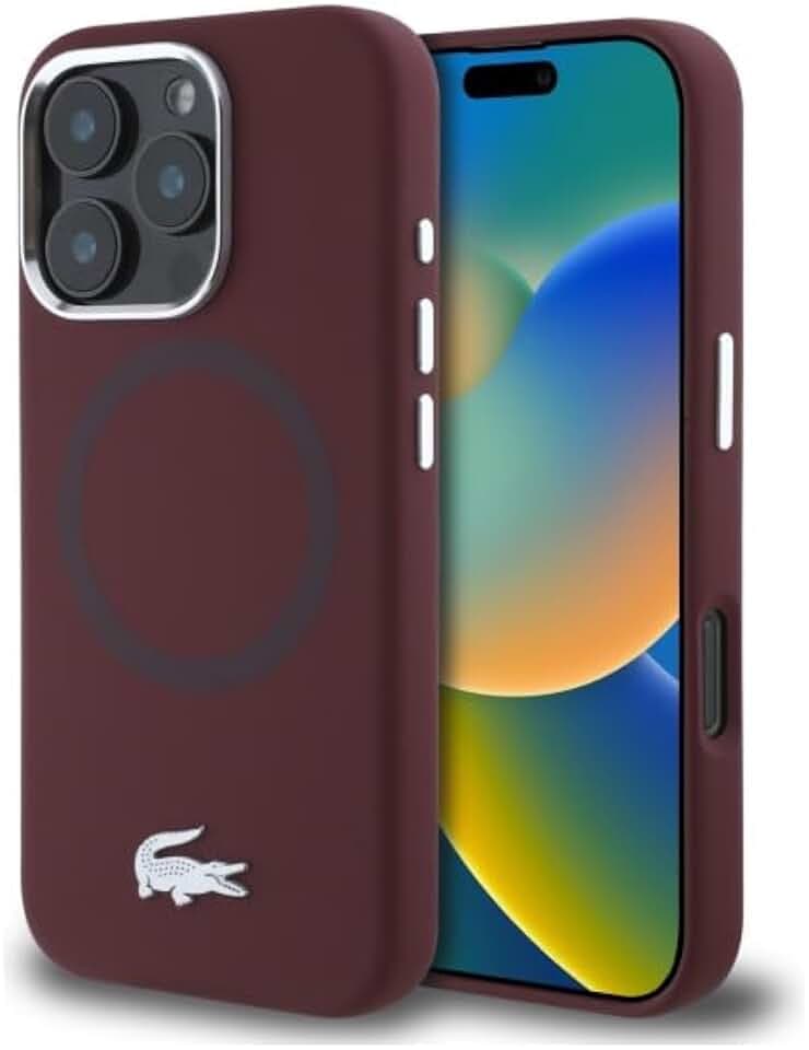 CG MOBILE Lacoste LCHMP16XSMAR Hülle für Phone 16 Pro Max 6.9" bordeux, Silicone Croco Logo