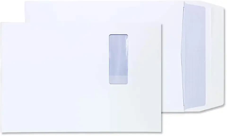 Blake Purely Packaging 41062W FAlten-Versandtasche Haftklebung Mit Fenster Weiß B4 350 x 250 x 25 mm - 140g/m² | 125 Stück