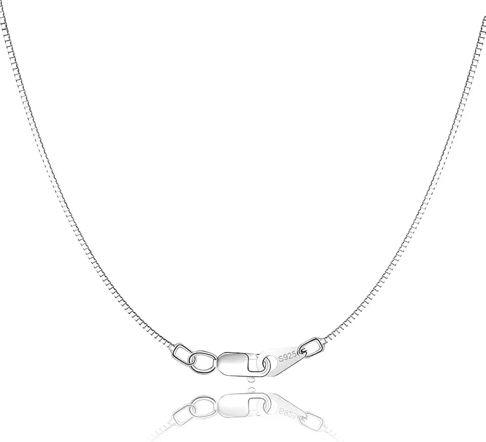 Jewlpire 18K Gold Plated 925 Sterling Silver Chain Necklace for Women Girls, 0.8mm Box Chain Lobster Claw Clasp-Super Thin & Strong Necklace Chain 16/18/20/22/24 Inch