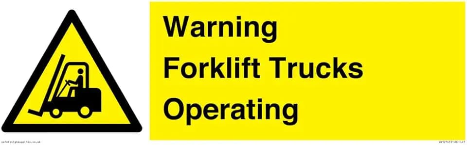 Warnschild mit Aufschrift "Warning Forklift Trucks Operation", 450 x 150 mm, L41