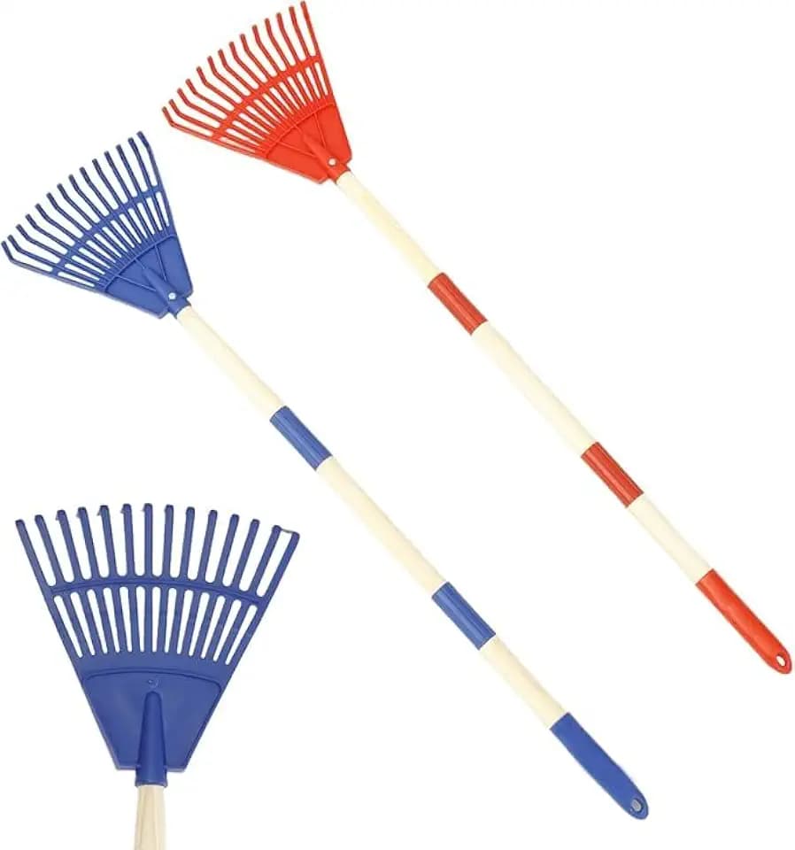 2 Stück Laubbesen für Kinder Laubharke mit 14 Zinken und 67 cm Stiel